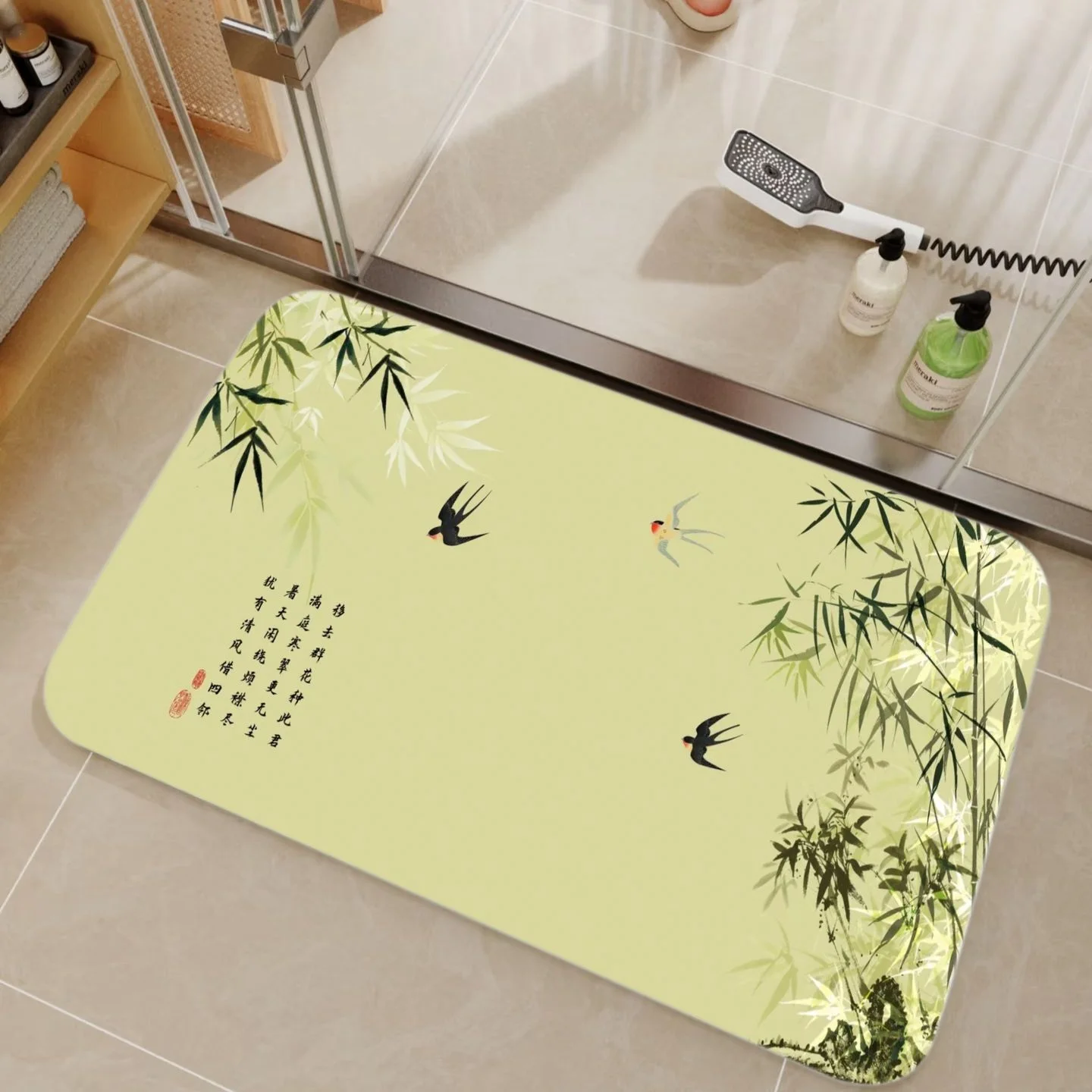 Bamboo Bath Mat - Alfombrilla de ducha de diatomeas con