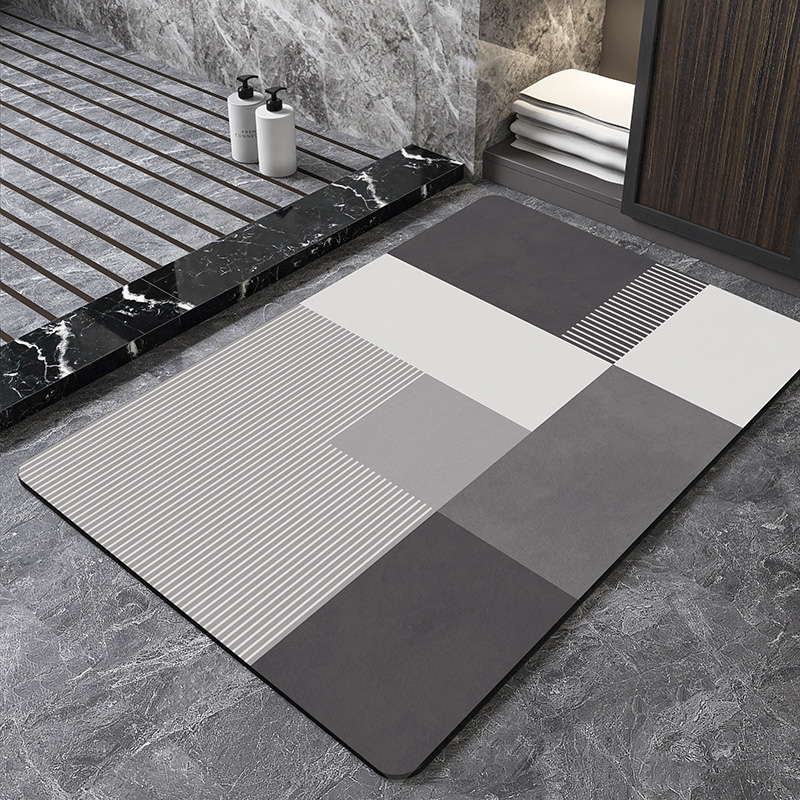 Bamboo Bath Mat - Alfombrilla de Baño Geométrica Nórdica de
